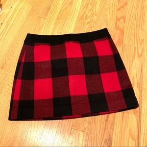 JCrew Red and Black Plaid Mini Skirt